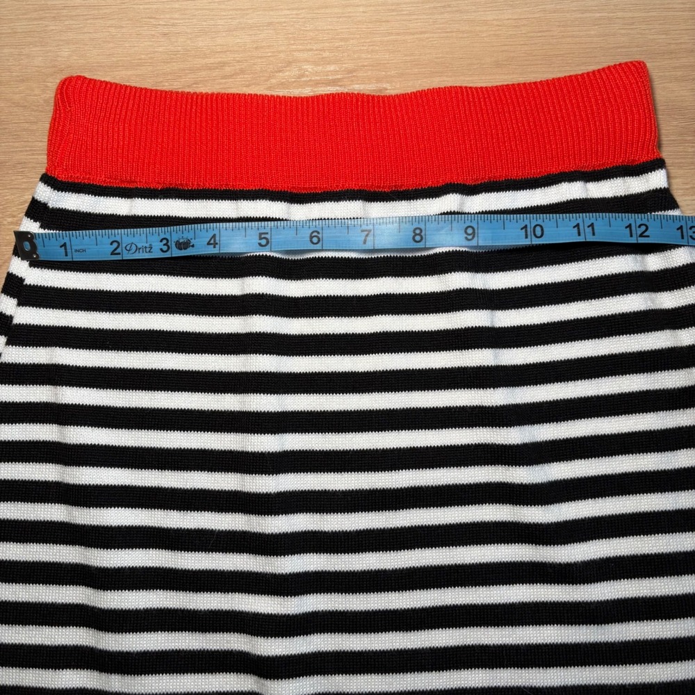 SHEIN Womens Striped Knit Two Piece Set Sweater and Midi Skirt Black White Red S - Picture 10 of 12